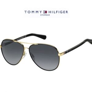 TOMMY HILFIGER 61mm 1766/S Aviator Sunglasses Rose Gold Grey Made In Italy BNWT